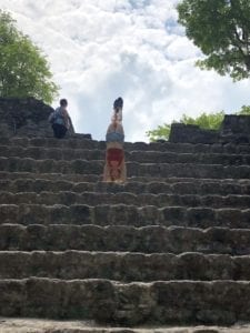 Handstand on mayan ruins